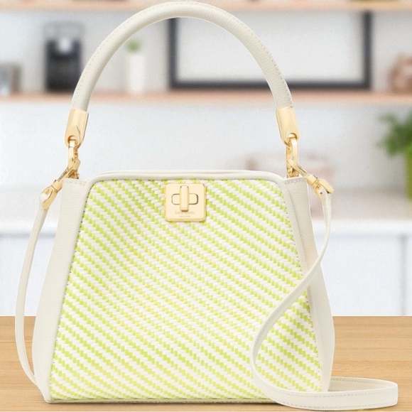 Kate Spade NWT Phoebe Straw Top Handle Crossbody Bag Lime Slush With Wallet - Picture 8 of 10